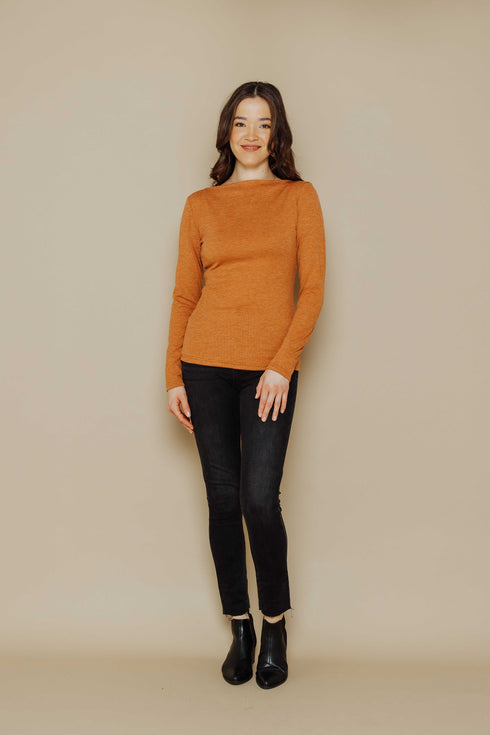 Sara-Boat Neck Long Sleeve Tee